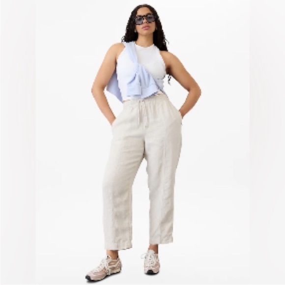 Athleta Pants - Athleta Retreat High Rise Linen Ankle Pant White Womens Size Large NWOT